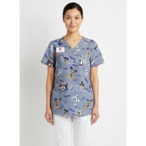 Looney Tunes XL Nurse Scrubs Top Shirt Short Sleeve Tweety Cat Halloween